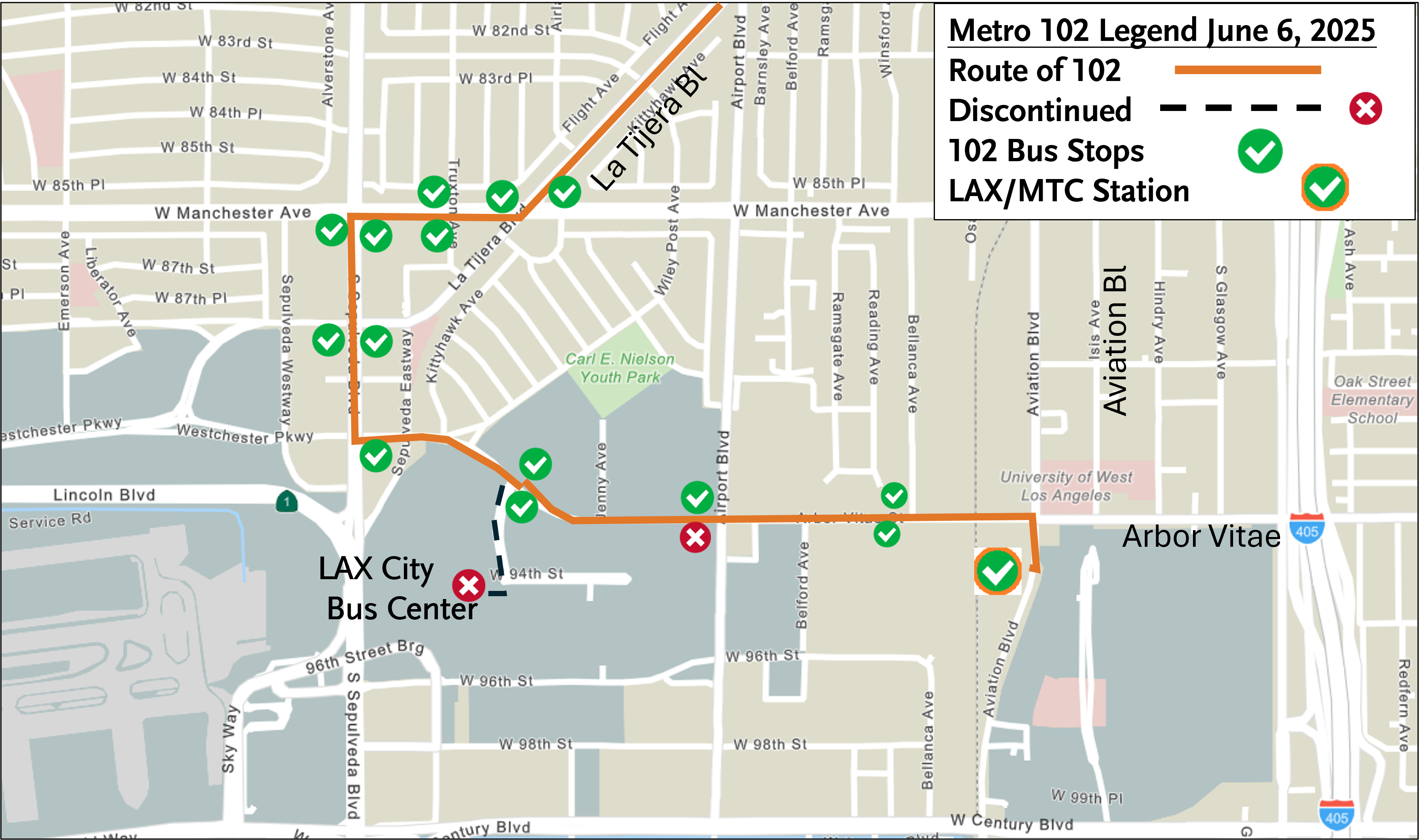 a graphic map showing a visual representation of the described changes to Line 102