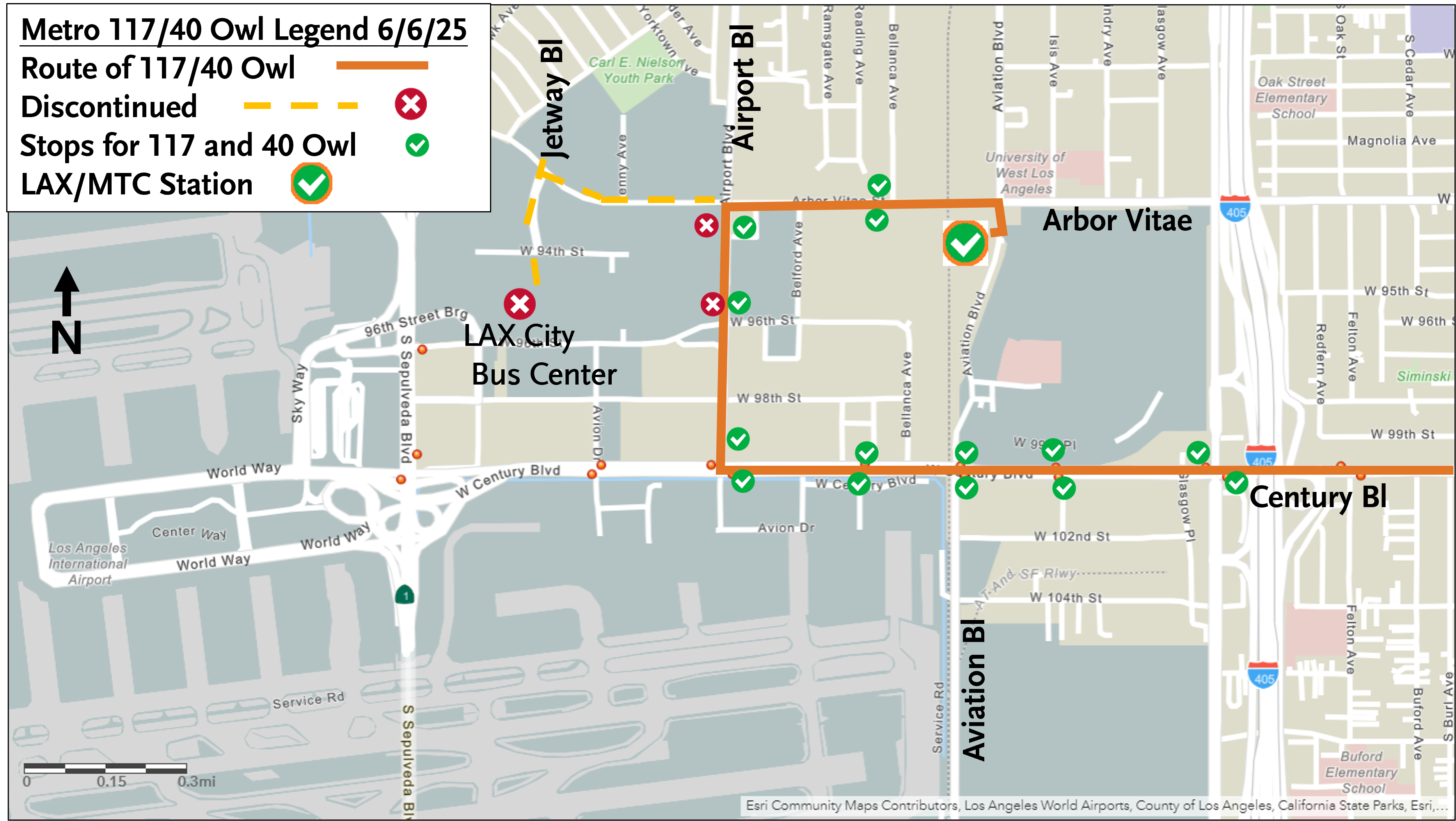 a graphic map showing a visual representation of the described changes to Line 40